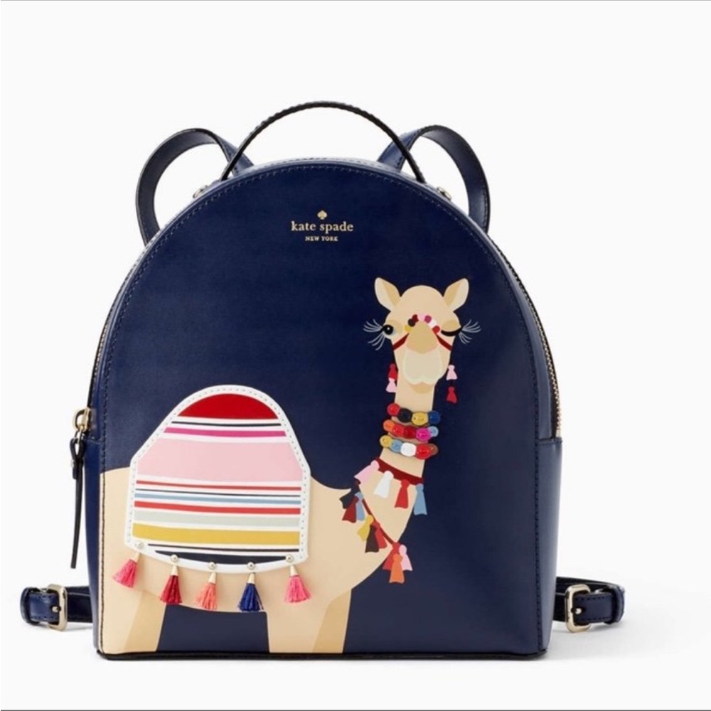 Kate Spade Luvvie camel Navy Backpack NEW